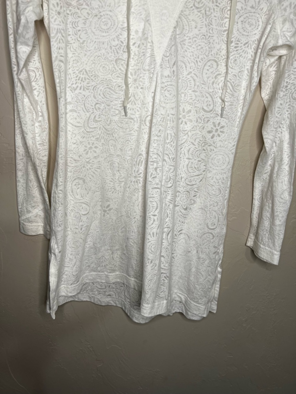 Athleta Burnout Riveria 2 White Tunic Hooded Top - Picture 5 of 12